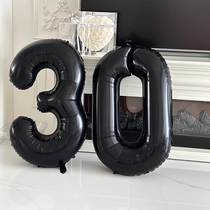 40 Inch Black Number 32 Digital Balloon,Jumbo Mylar Foil Helium Balloon for 32 Balloons for Birthday Party,Wedding Anniversary Party Decorations
