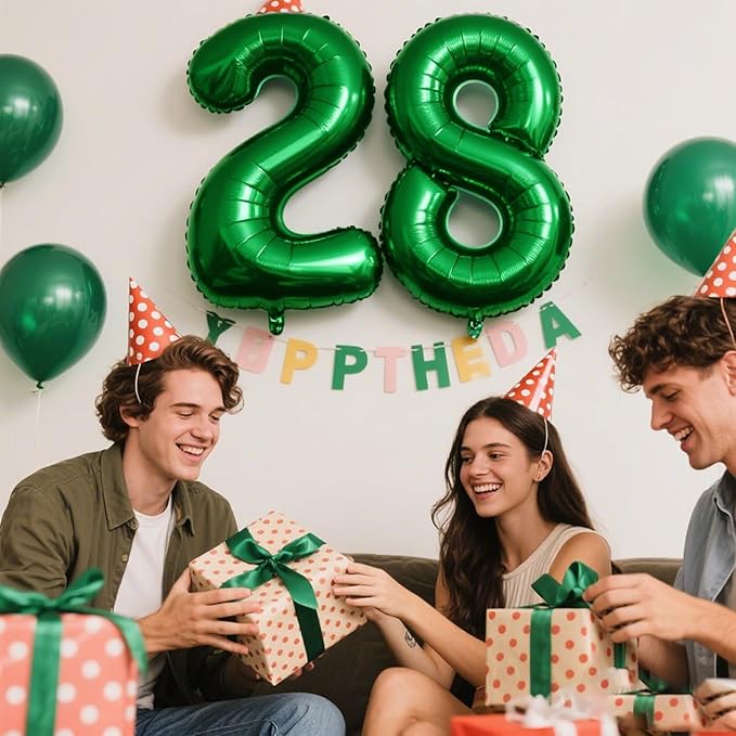 40 Inch Balloon 2 Number Balloons,Giant Number 2 Balloons Foil Mylar Helium Green Number Balloons for 12th 20th 21st Birthday Party Supplies Anniversary Event Celebration Decorations
