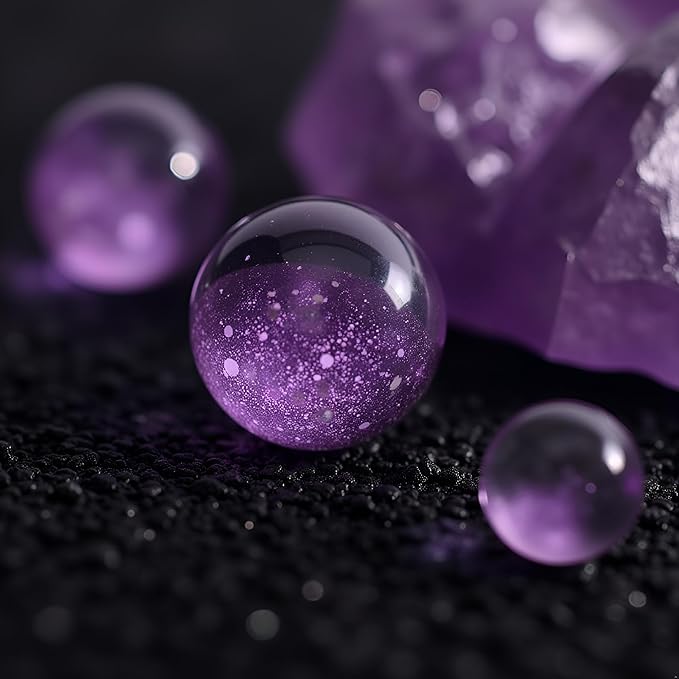 10Pcs Glass Marbles Glow in The Dark Multi-Color Luminous Marbles Marble Games and DIY Home Decoration Marble Runs Learning and Education (0.47 inch) (Purple)