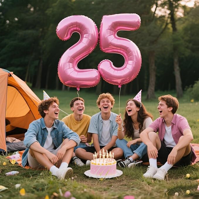 40 Inch Pink Number 25 Digital Balloon,Jumbo Mylar Foil Helium Balloon for 25 Balloons for Birthday Party,Wedding Anniversary Party Decorations