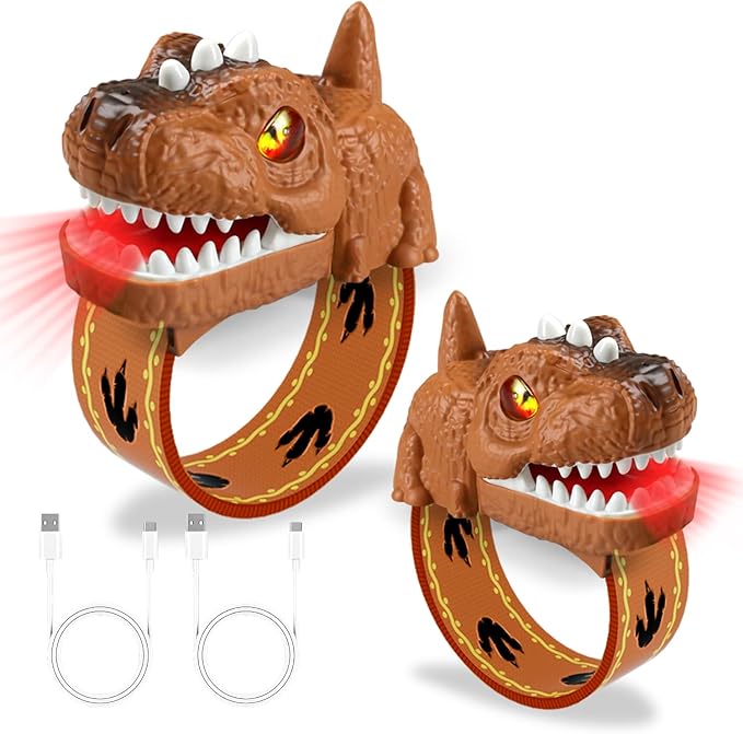 Dinosaur Walkie Talkies for Kids Rechargeable, Wrist Two Way Radios with Flashlight, Long Range Outdoor Adventure Toys,Brown Dino Watch Walkie Talkie Birthday Gifts for Boys Girls Ages 4-12