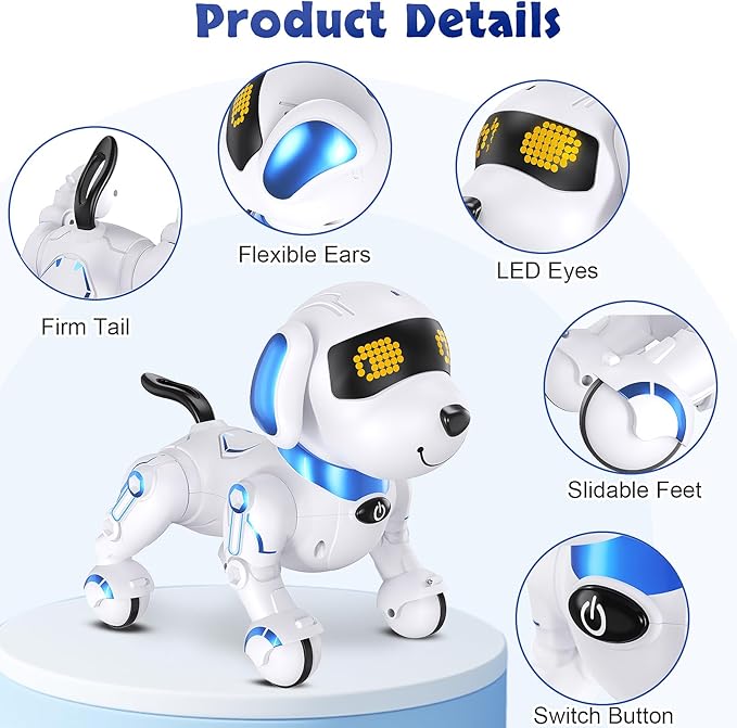 Robot Dog Remote Control Robot Toys with Sing Dance, Easter Toy Kids Toy, 17 Functions E Interactive Dog for 6+, Programmable Smart Interactive Robotic Pets
