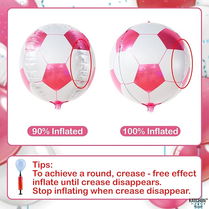 Katchon, Huge Pink Soccer Balloons - 22 Inch, Pack of 6 | Soccer Birthday Party Decorations, Sports Themed Party Decorations | soccer decorations for Party With Pink and White balloons
