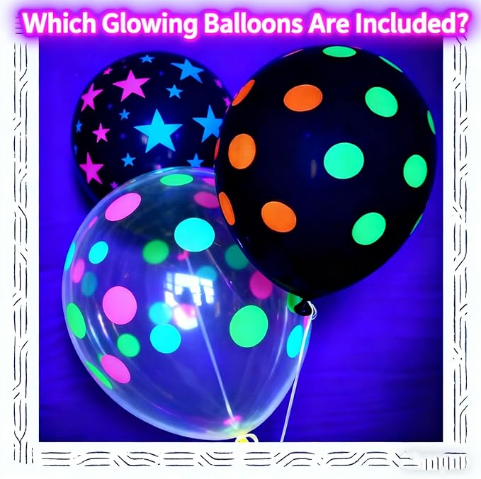 90s 80s Neon Balloon Arch Kit, 152pcs Disco Theme Party Decorations with Foil Star UV Neon Luminous Fluorescent Balloons for Back to 90s 80s Hip Hop/Disco Birthday Supplies, Rock Roll Party