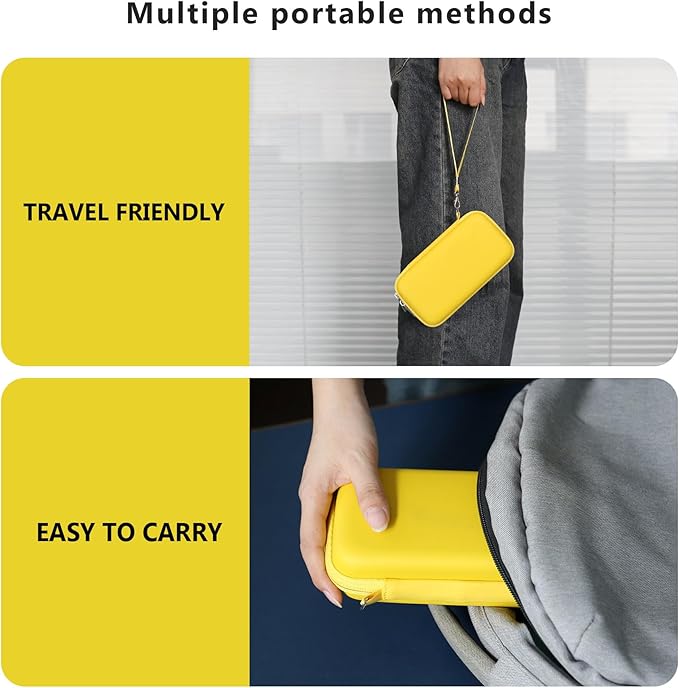 Supmay Carrying Case Compatible with CCTU / TEBIYOU Kids Handheld Games Preloaded 218 Retro Video Games, Portable Gaming Electronic Toys Storage Holder Travel Bag with Mesh Pocket for USB Cable,Yellow