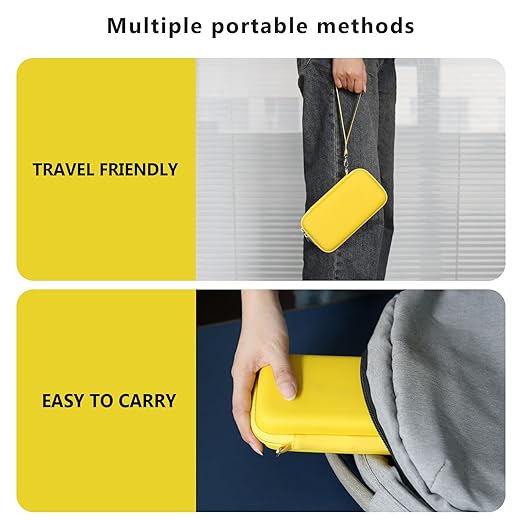 Supmay Carrying Case Compatible with WELLST·G/ for GuaiyeyeAP Handheld Game for Kids -Preloaded 220 Retro Video Games, Portable Gaming Player Storage Holder Travel Bag with Mesh Pocket, Yellow
