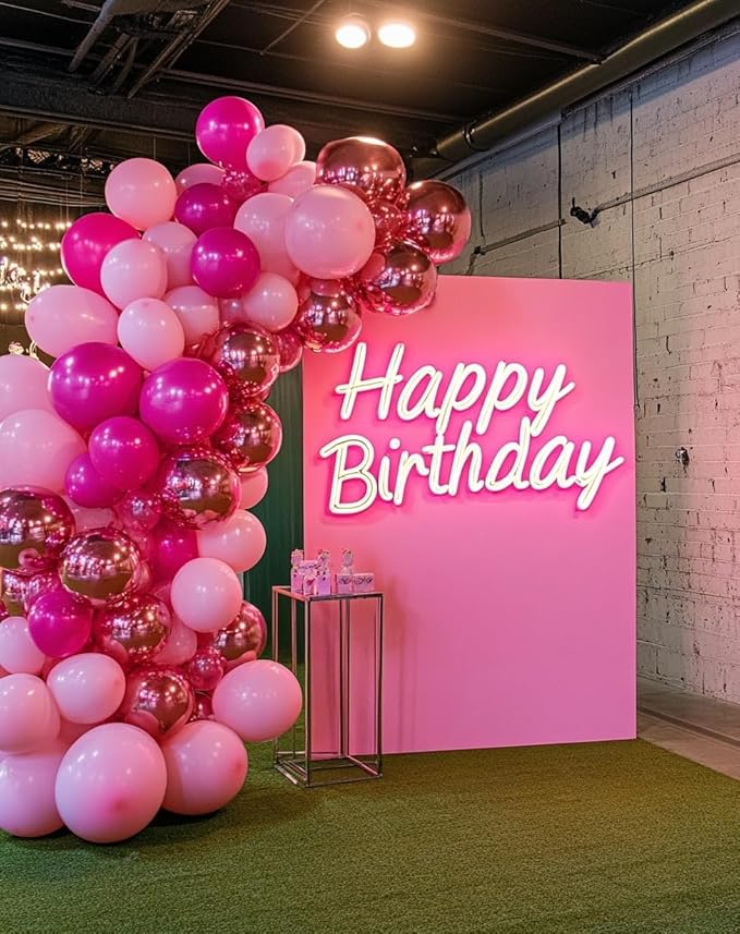 CVPARTON Pink Balloons Set, 55 PCS Metallic Pink Balloons, Baby Pink, Hot Pink 12 Inch Latex Balloon for Girls Women Birthday Party, Bridal Shower, Baby Shower, Wedding, Princess Party Decoration