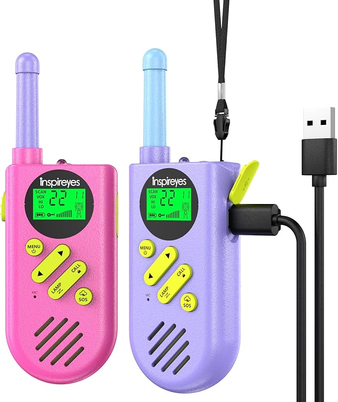 Walkie Talkies for Kids Rechargeable,Toys for Boys and Girls Ages 3-12, 2 Pack Long Range 2-Way Radios, Birthday Gifts,Christmas Stockings, Outdoor Play, Family Games, Hiking Camping Gear