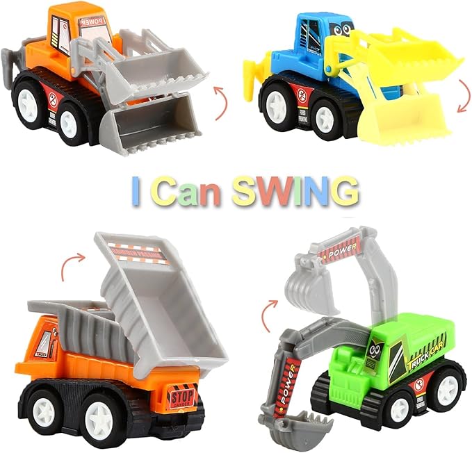 Yeonha Toys Pull Back Vehicles, 12 Pack Mini Assorted Construction Vehicles and Race Car Toy for Kids and Toddlers