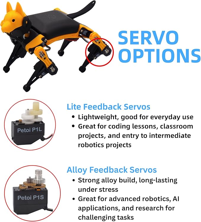 Petoi Programmable Robot Dog Bittle X V2 Alloy Servo (Construction) | Coding Smart Robot Dog Kit, Voice Controlled, Quadruped Interactive Robot for Kids, Open Source, STEM & Robotics Education