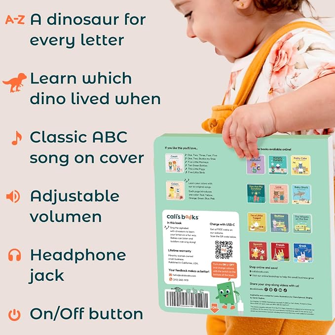 Cali’s Books Early Learning Collection – Interactive Musical Books for Toddlers (Dinosaur Alphabet)