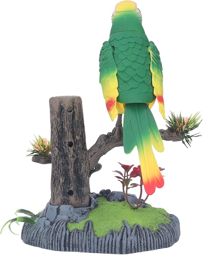 Talking Parrot Toy, Repeats What You Say Electric Battery Operated Control Voice Parrots Sound Activated Chirping Fluttering Birds Toys Electric Interactive Animated Toy for Garden (2)