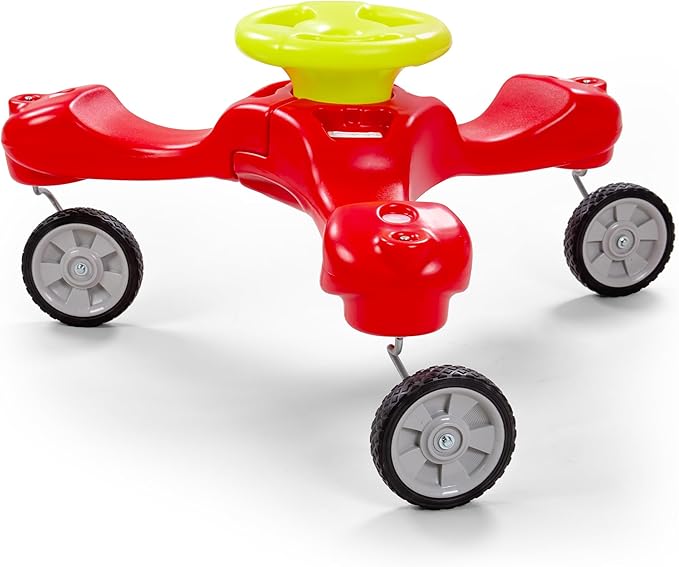 Simplay3 Boomerang Bike Ride-On Trike Toy for Ages 1.5-5, Accommodates Up to 3 Kids, Swivel Caster Wheels, 32" x 32" x 19.5", Red