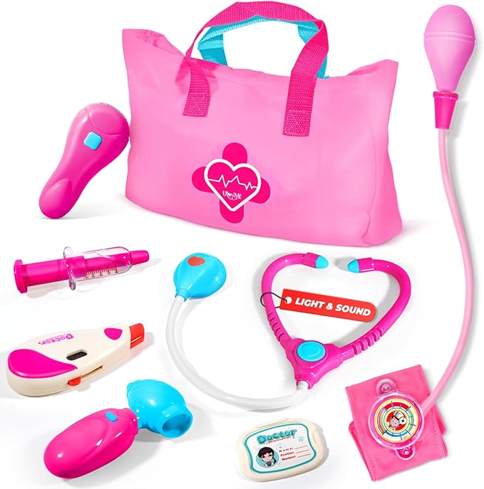 Doctor Kit for Toddlers 3-5 - Preschool Pretend Play Medical Kit with Stethoscope, Blood Pressure Cuff and Carrying Bag- Dress Up Toys for Kids Ages 3+ Years