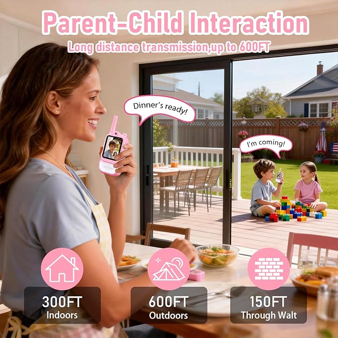 Lapare Kids Video Walkie Talkies, 2-Way Rechargeable Walkie Talkies with Screen, HD Real-time Video Outdoor Toys for Toddlers, for Boys 3 4 5 6 7 8+