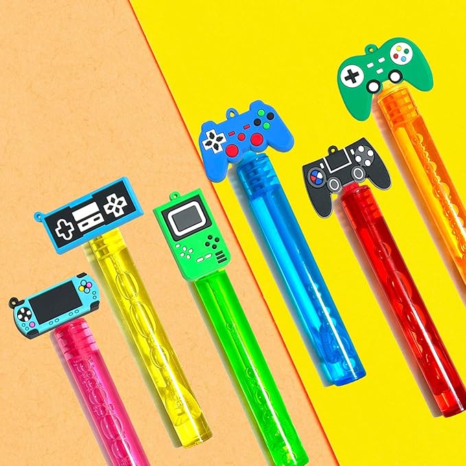 Video Game Party Favors,24Pcs Video Game Bubble Wands for Kids,Cute Bubble Wand for Birthday Party Supplies Classroom Prizes Pinata Goodie Bag Stuffers Gifts
