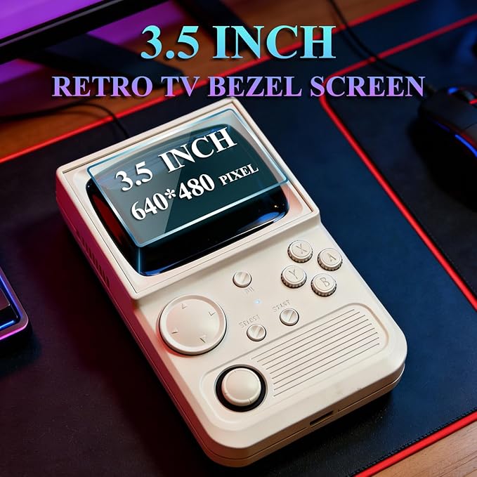 Retro Game Console R36T Handheld Game Console with 64GB Preloaded Games, Support WiFi Networked Fighting, 3.5" IPS Screen, Portable Emulator for Family, Adults & Nostalgic Players (Black R36T 3.5")