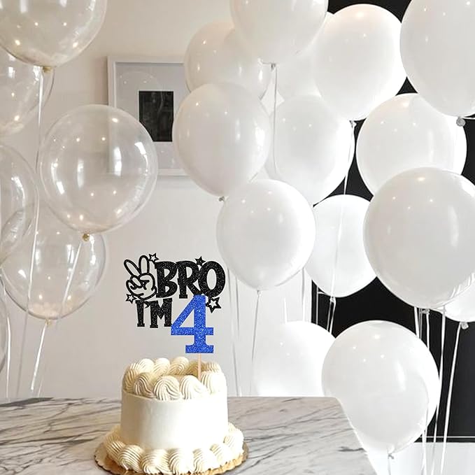1 PCS Brother I'm 4 Cake Topper Glitter Star Happy 4th Birthday Cake Pick Bro I'm 4 Cake Decoration It's My 4th Birthday Decorations for Boys Cheers to 4 Years Old Birthday Party Supplies Blue
