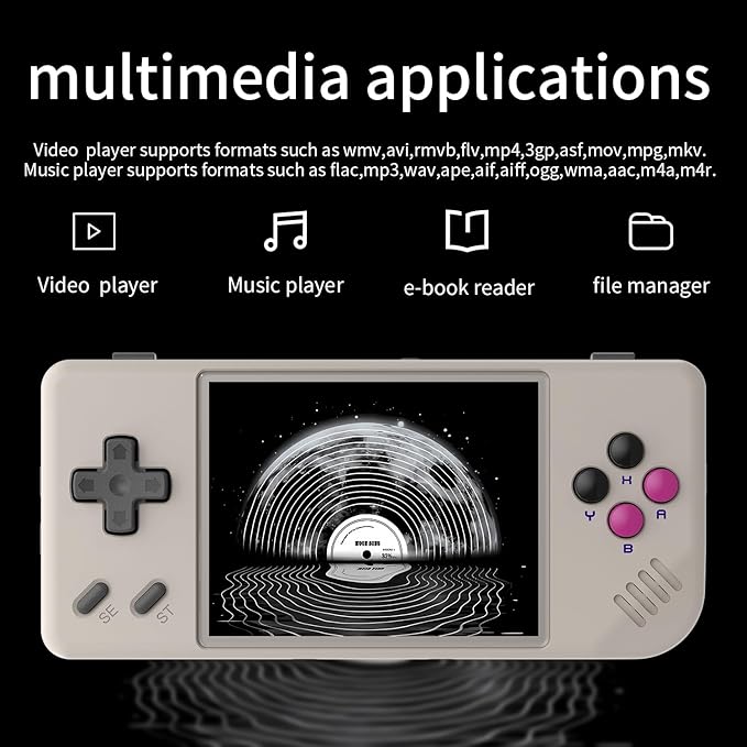 RG28XX Retro Handheld Game with Linux System, 2.83 Inch IPS Screen Built-in 64G TF Card 5516 Games Support Multimedia Application and TV Output(Gray)