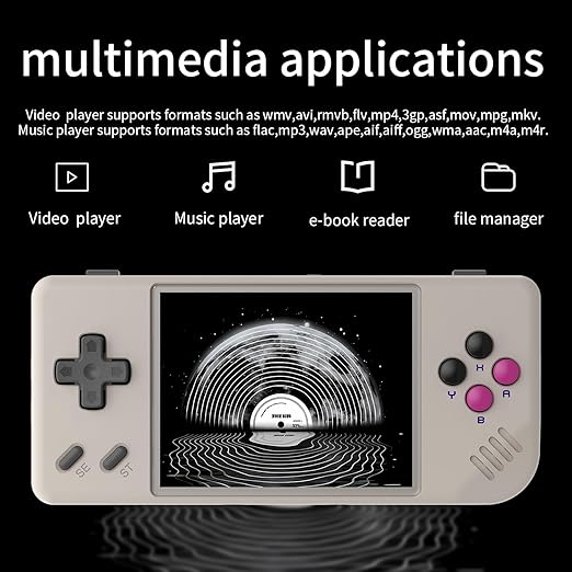 RG28XX Retro Video Handheld Game Console Linux OS Game Player 64G TF Card 5500+ Games 3100mAh Battery Compatible with Bluetooth and WiFi(Gray)