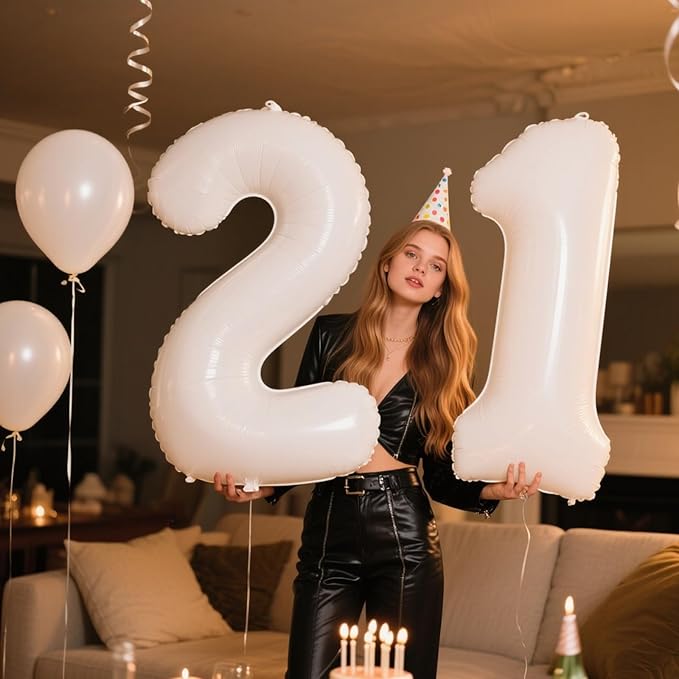 40 Inch White Number 12 Digital Balloon,Jumbo Mylar Foil Helium Balloon for 12 Balloons for Birthday Party,Wedding Anniversary Party Decorations