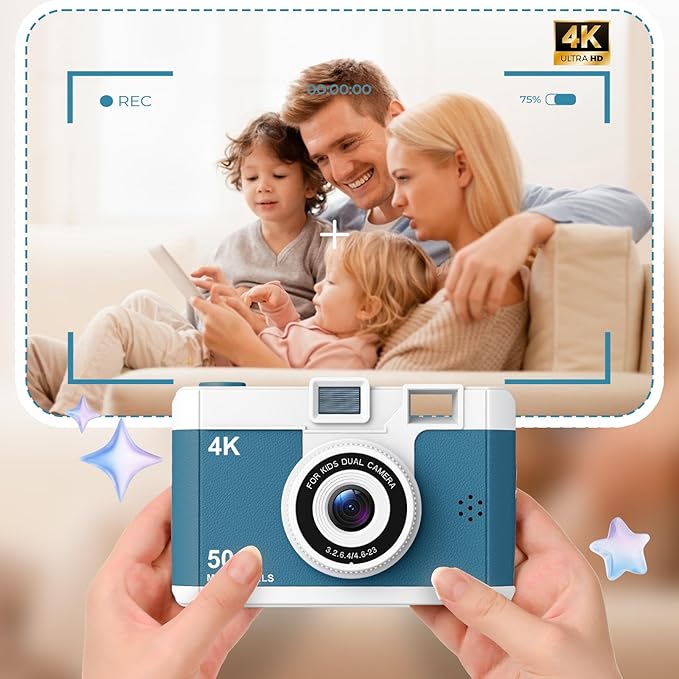 50.0 Mega Pixels Kids Camera for 5-13 Year Old Girls Boys with WiFi,MP3,Video Recording,Children Digital Selfie Video Camcorder 1080P Dual Lens 2.4 Inch HD,32G TF Card (Green)