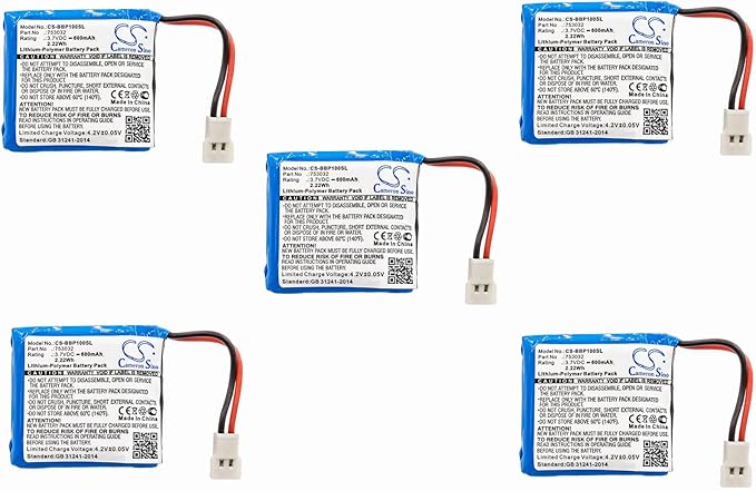 (5 Pack) XSP Battery for Bee-Bot Floor Robot, Programmable Children's Toy, Programmable Floor Robot PN 753032