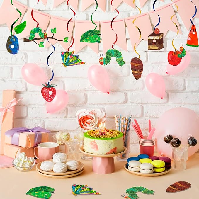 The Very Hungry Caterpillar Hanging Swirl, 40pcs Caterpillar Butterfly Birthday Hanging Swirl for Hungry Caterpillar Birthday Decorations
