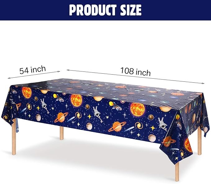Sumind 1 Piece Space Tablecloth Decorations Plastic Outer Solar System Table Cover Planet Design for Kids Space Theme Birthday Party Decorations and Supplies for Birthday Home, 54 x 108 Inch