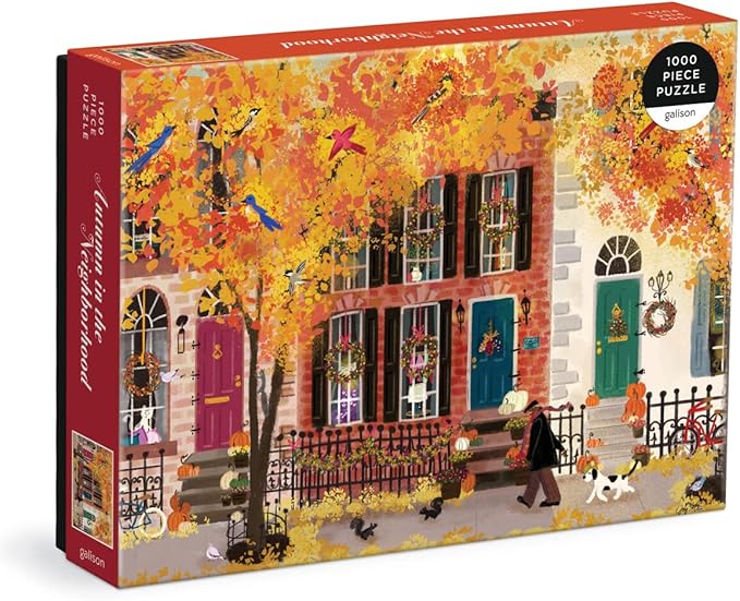 Autumn in The Neighborhood 1000 Piece Puzzle from Galison - 27" x 20" Beautifully Illustrated Puzzle from Joy LaForme, Thick & Sturdy Pieces, Challenging Activity for Adults, Unique Gift Idea!