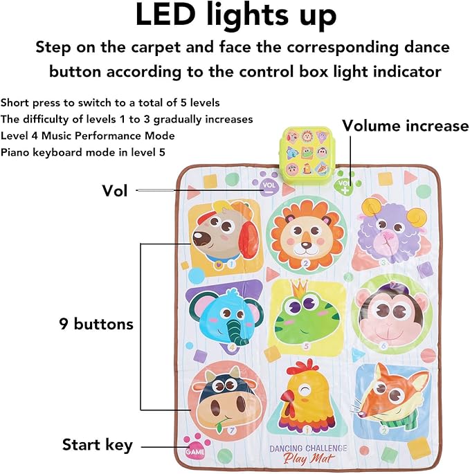 ZJchao Kid Dance Mat Multi Modes Electronic Musical Dance Pad Boys Girls Home Fun Holiday Party