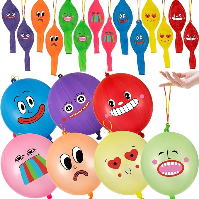 Funny Party Favors for Kids Neon Party Decorations, 30 Pack Punch Balloons with Rubber Band Handle for kids Game Birthday Parties Supplies Goodie Bags Stuffers, 18 Inch