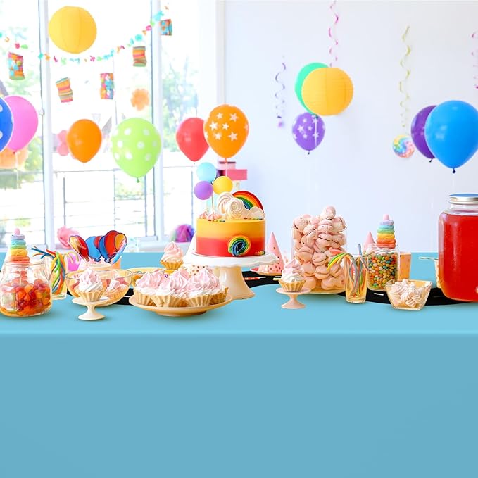 Irenare 3 Pcs Racing Table Cloths Car Birthday Party Supplies 54 x 108 Inch Racetrack Table Runner Covers Disposable Rectangular Road Tablecloth for Kids Boy Car Theme Party Decor (Light Blue)