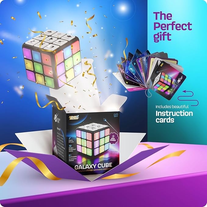 Rechargeable Game Activity Cube - Toys for Boys and Girls - 9 Fun Brain & Memory Games - Birthday Gifts for Age 6, 7, 8, 9, 10, 11, 12 Year Old Kids Teens - Best Boy Toy Gift Ideas