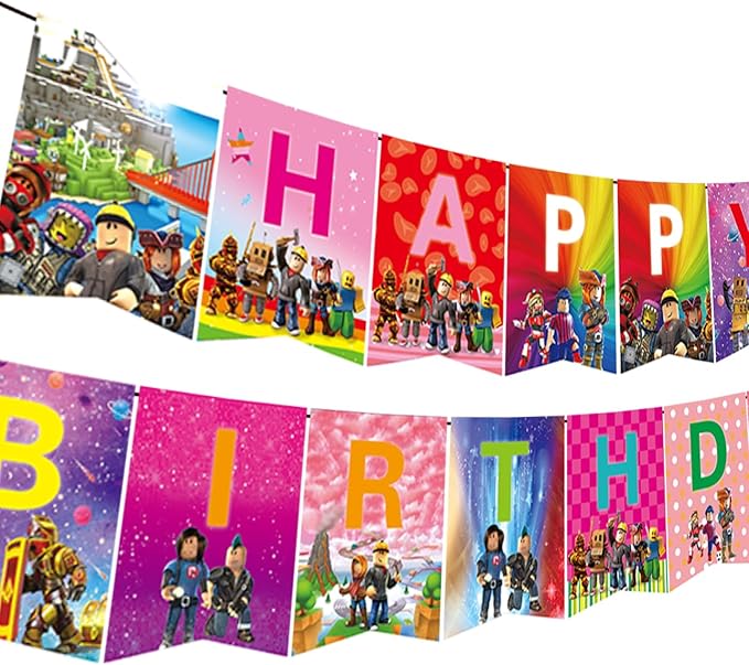 IndoTribe Video Game Happy Birthday Banner Boy - 10ft, No DIY Preassembled Colorful Video Game Birthday Decorations for Boys Gaming Birthday Party Decorations Gaming Backdrop Video Game Backdrop Gaming Party Supplies
