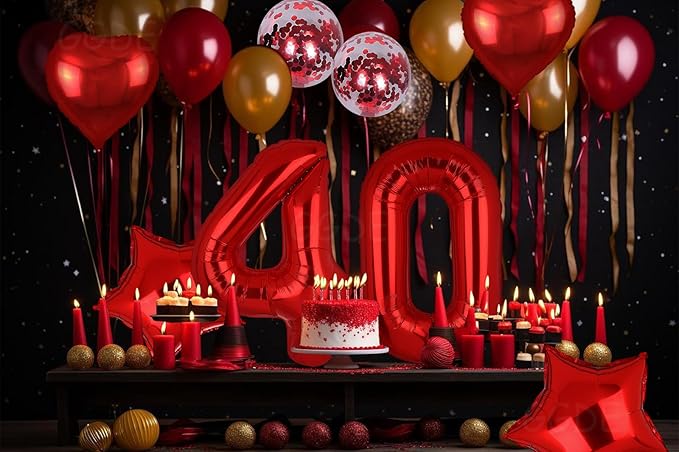 40 Inch Red Number Balloons 40 Mylar Foil Helium Digital Balloon Anniversary Event Celebration 40th Birthday Party Decor Supplies 10 Pcs