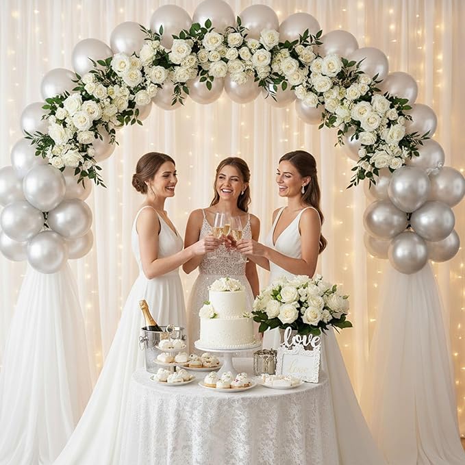 LovesTown 110PCS Silver Balloons, Silver Latex Balloon for Birthday Baby Shower Graduation Engagement Anniversary Wedding Party Supplies Garland Arch Decoration,12 Inches