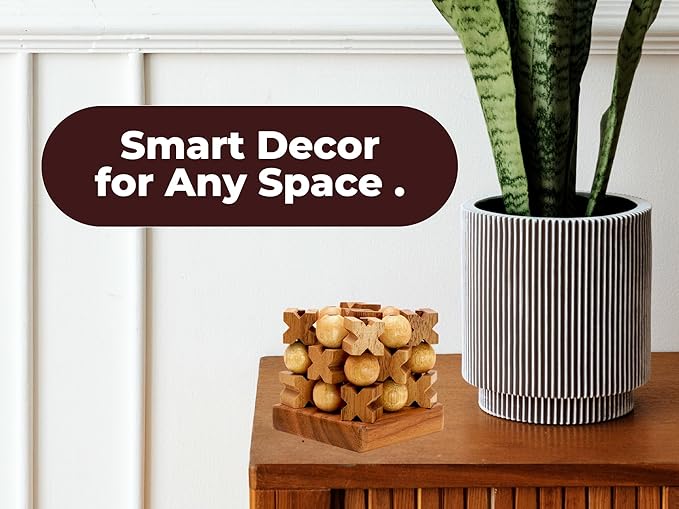 BSIRI 3D Wooden Tic Tac Toe Rustic Coffee Table Decor Unique Gifts for Special Occasions Fun for Adults in Strategic Game Night Family Games