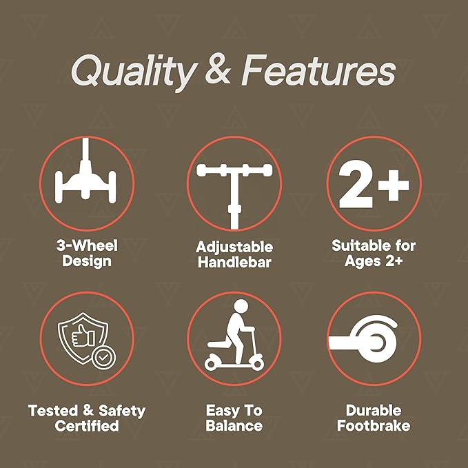Camo Mini 3 Wheel Scooter for Kids – Lean-to-Steer with LED Light-Up Wheels, Adjustable Handlebar, Wide Anti-Slip Deck, Smooth PU Wheels, Rear Foot Brake – Toddler Scooter for Ages 2+
