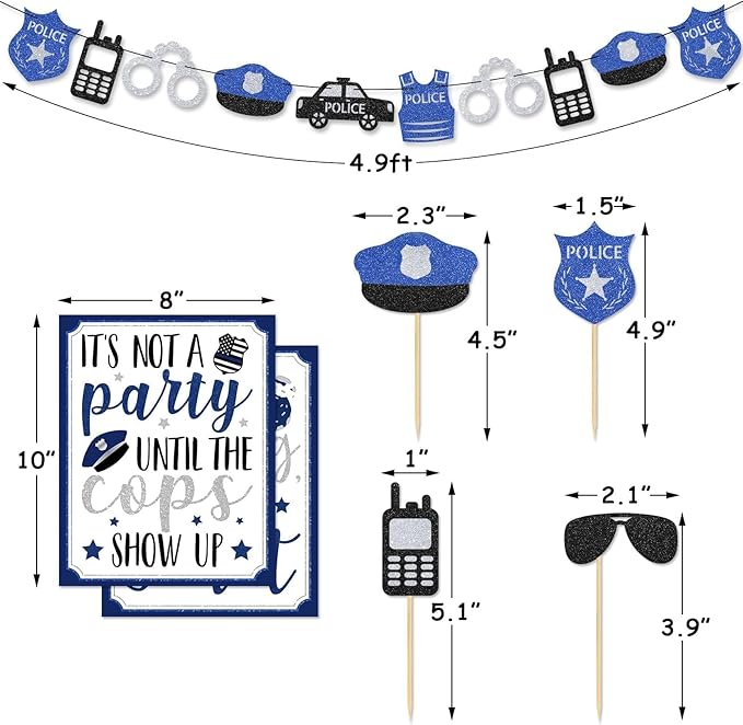 Levfla Officer Donut Bar Decoration Kit Police Banner Party Until The Cops Shown Up Table Sign Doughnut Dessert Food Topper for Graduation Birthday Retirement Anniversary Party Favor Ideas Supplies