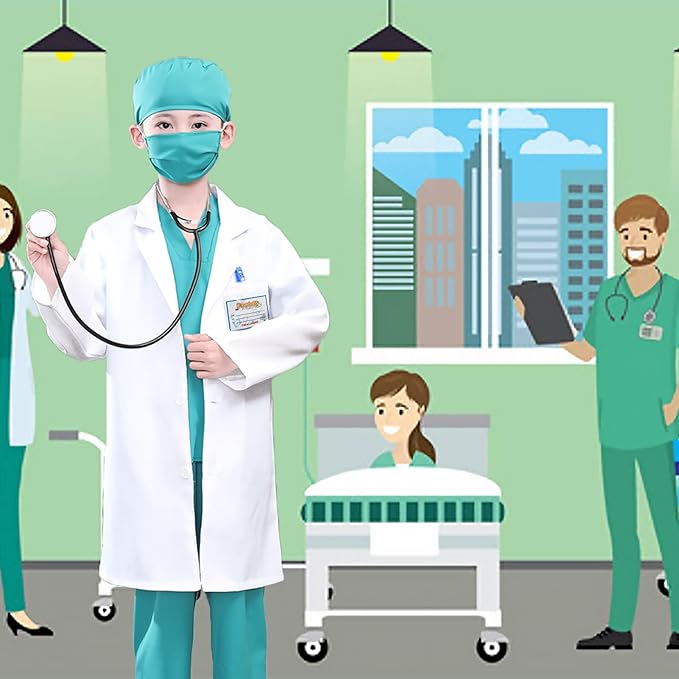 Kids Nurse Costume Doctor Costume Dentist Costume For Kids Play House Pretend Play Dress Up Party