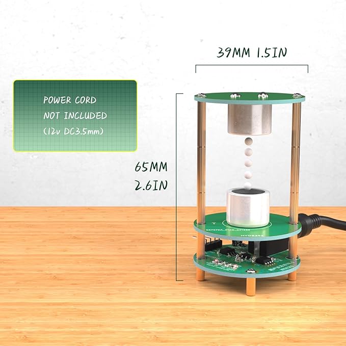 Electric Ultrasonic Levitator Kit, Soldering Projects Mini Cool Acoustic Levitator, Learning Teaching STEM Education Ideal Gift for Family and Friends, Come with 12V Power Supply (Green with Power)