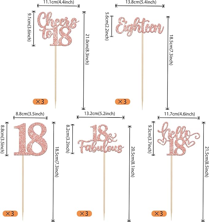 15PCS Happy 18th Birthday Centerpiece Sticks Eighteen Hello 18 Cheers to 18 Table Flower Centerpieces Sticks Happy 18 Fabulous Floral Decorations for 18th Birthday Party Centerpieces Rose Gold