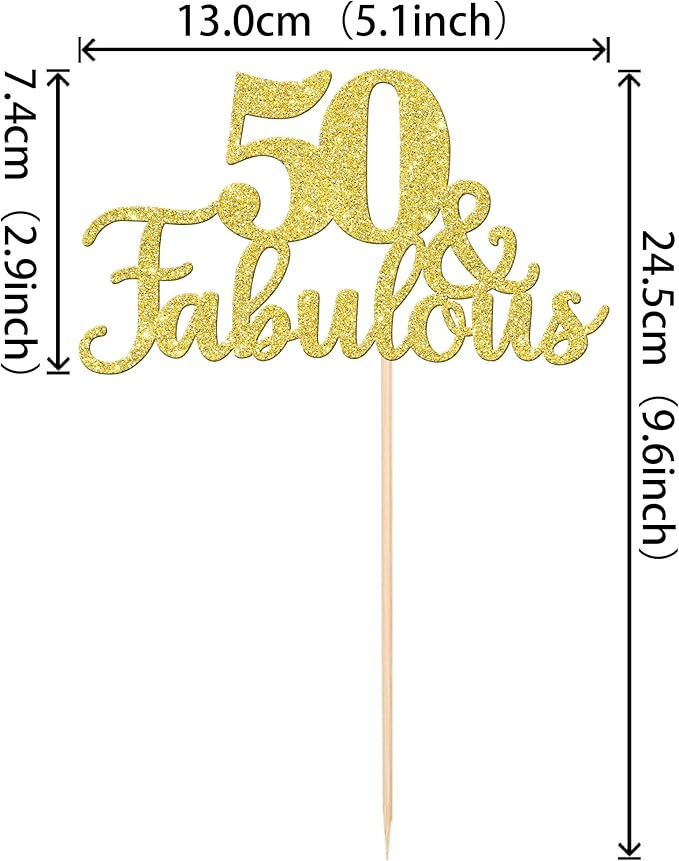 12 PCS 50 and Fabulous Centerpiece Sticks Double Sided Happy 50th Birthday Table Flower Centerpieces Sticks Cheers to 50 Floral Decorations for 50th Birthday Anniversary Party Supplies Gold