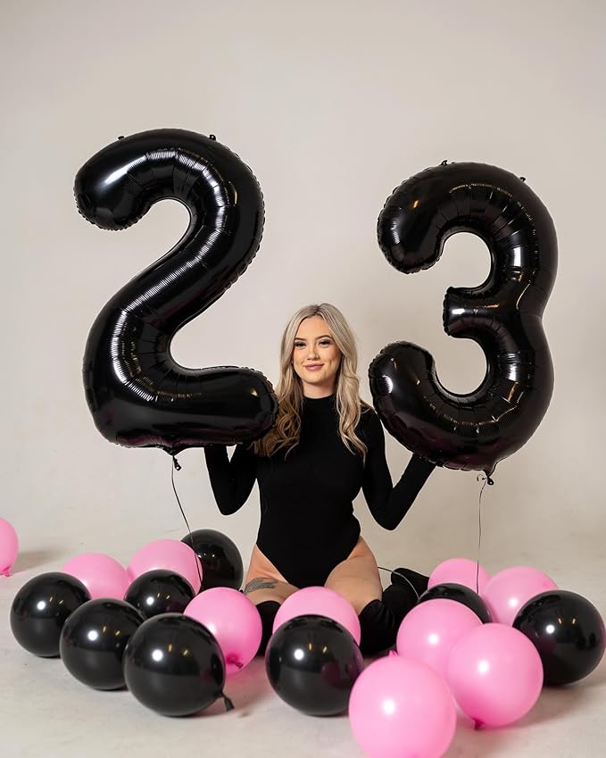 Number 2 Balloon, Black, 40 Inch, Unisex, Birthday Decorations, All Ages, Reusable, Self Sealing, Foil Mylar