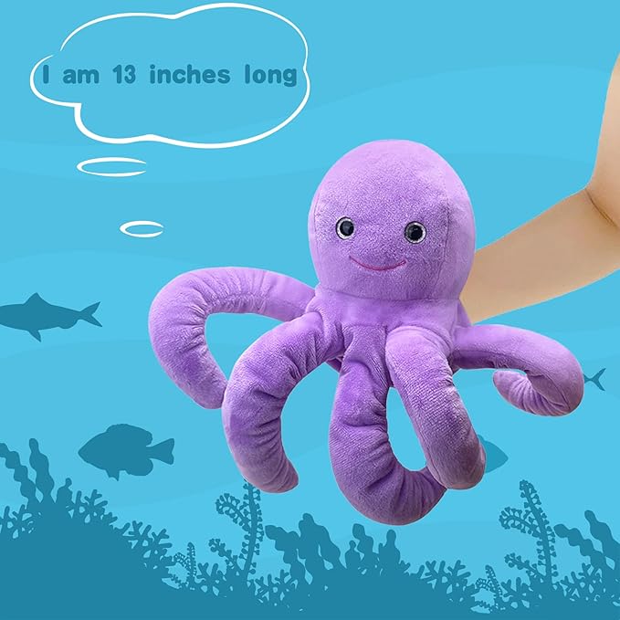 Octops Hand Puppet Realistic Plush Puppet 13",Octopus Puppet for Kids Ocean Animal Hand Puppet with Moveable Mouth,Soft Stuffed Octopus Puppet Story Toy Octops Puppets Role Play Teaching