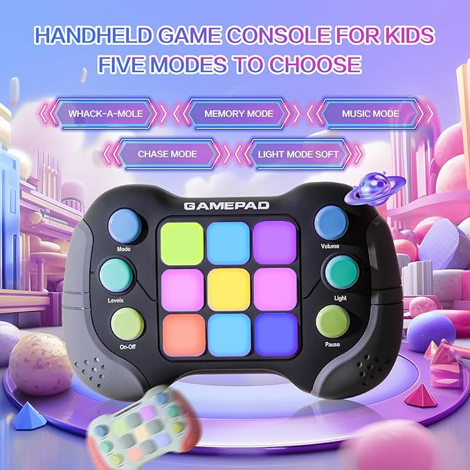 Christmas Fast Push Game Fidget Toys Handle, Upgraded Flashing Quick Press Games Pro for Kids, Speed Push Light Up Fidget Game, Educational Handheld Console Gamepad Toy for Boys Girls
