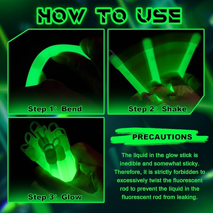 Lewtemi 50 Pack 4" Bright Bulk Glow Sticks in Green , Green Glow Sticks in Dark Party Supplies Birthday Holidays Camping