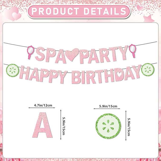 Spa Party Decorations Banner Spa Birthday Party Supplies for Girls Women with Spa Birthday Banner Hanging Ceiling for Sleepovers Slumber Makeup Parties