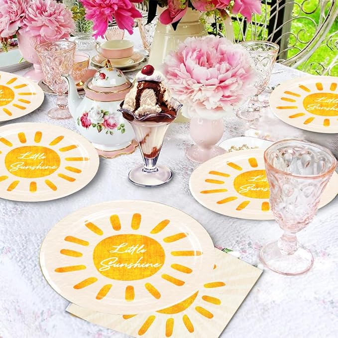 40Pcs Boho Sun Party Supplies First Trip Around The Sun Plates Napkin Bohemian Sunshine Baby Shower Decorations Boho Sun Birthday Party Decorations